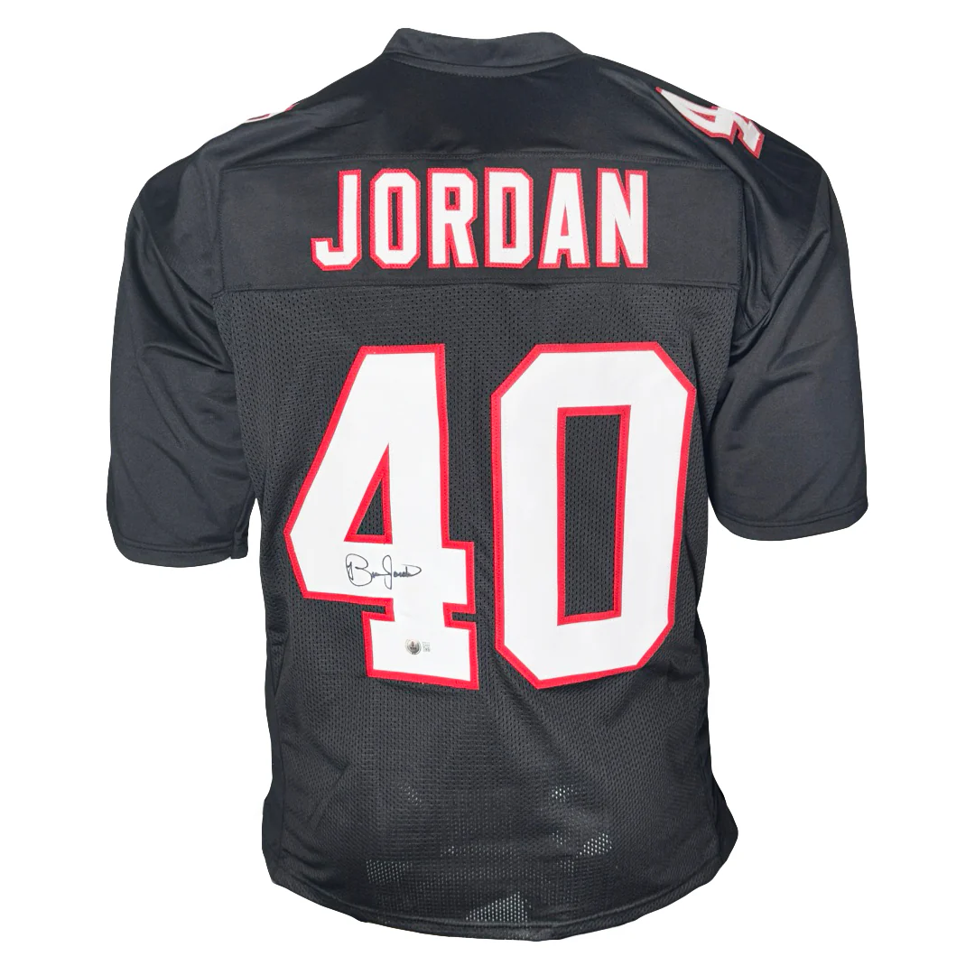 Brian Jordan Signed Atlanta Black Football Jersey (Beckett)