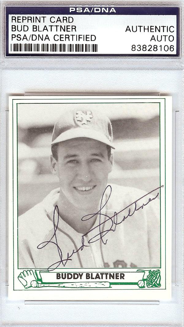 Bud Blattner Autographed 1946 Play Ball Reprint Card #45 New York Giants PSA/DNA #83828106