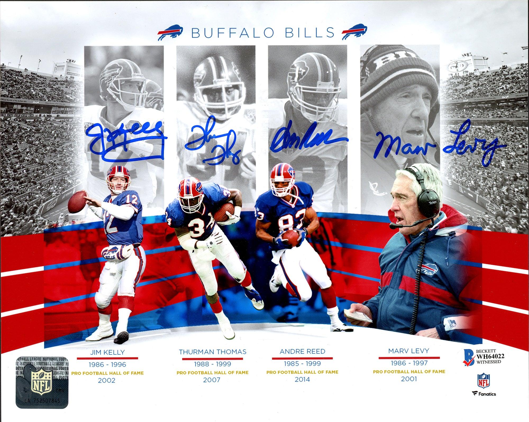Buffalo Bills Hall Of Famers Autographed Framed 8x10 Photo With 4 Signatures Including Jim Kelly & 3 Others Beckett BAS Stock #209407 - Image 2