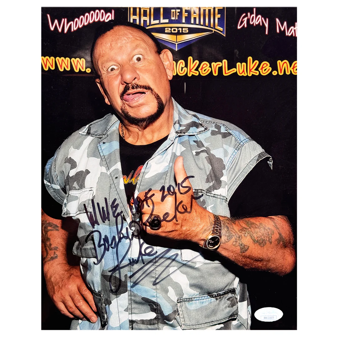 Bushwacker Luke Signed WWE HOF 2015 Inscription Pose 10 Wrestling 8x10 Photo (JSA)