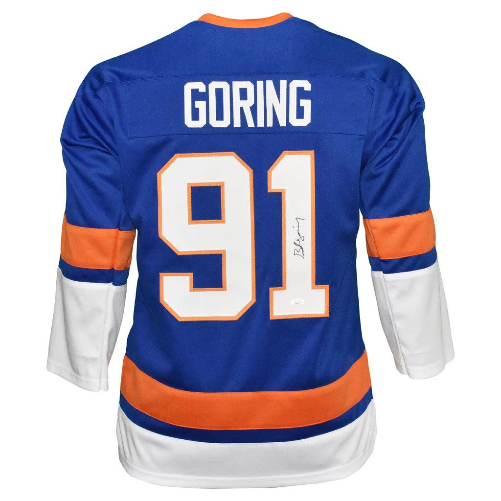 Butch Goring Signed New York Blue Hockey Jersey (JSA)