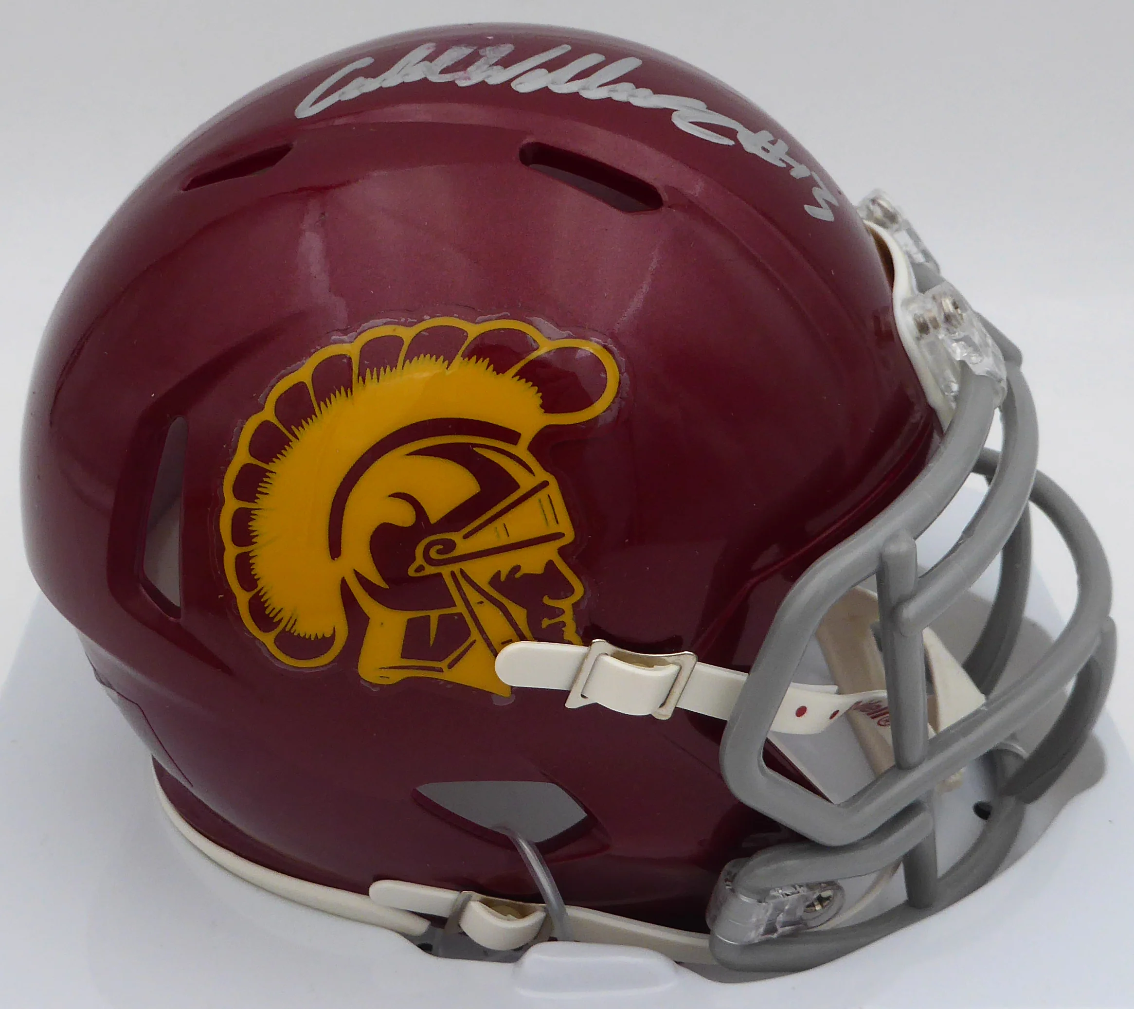 Caleb Williams Autographed USC Trojans Speed Mini Helmet (Smudged) Fanatics Holo #GD53524563