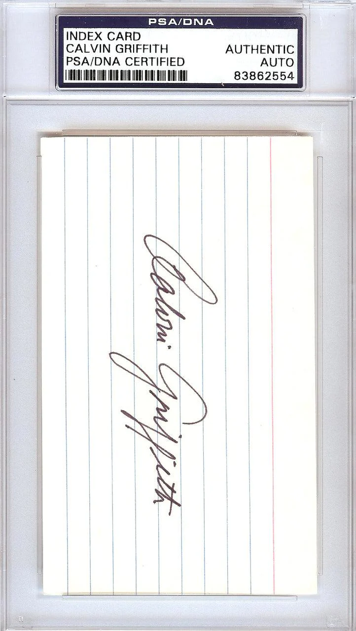 Calvin Griffith Autographed 3x5 Index Card Minnesota Twins Owner PSA/DNA #83862554