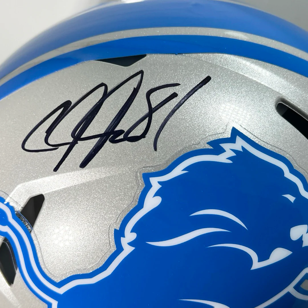 Calvin Johnson Signed Detroit Lions Authentic Speed Full-Size Football Helmet (JSA) - Image 3