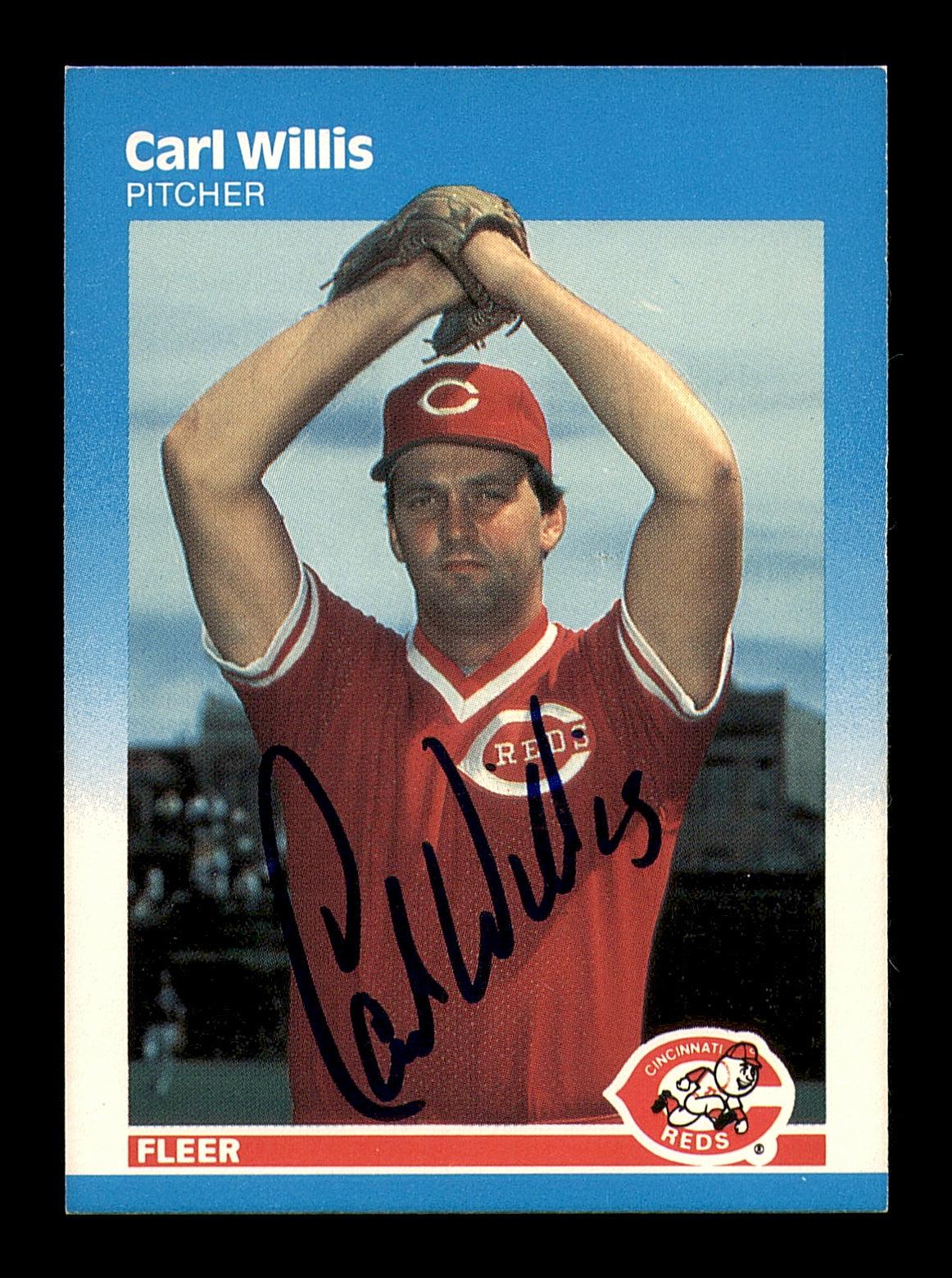 Carl Willis Autographed 1987 Fleer Card #218 Cincinnati Reds SKU #183410