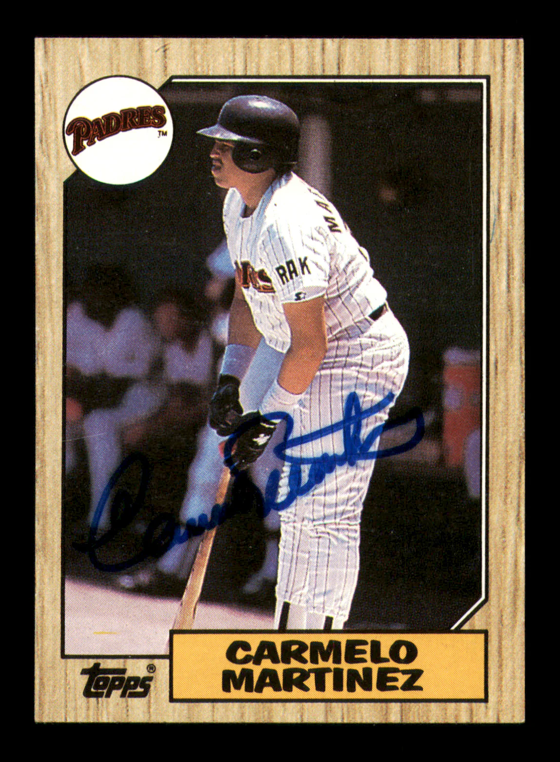 Carmelo Martinez Autographed 1987 Topps Card #348 San Diego Padres SKU #213568