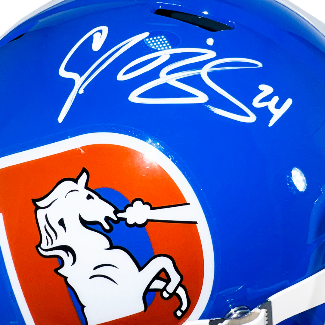Champ Bailey Signed Denver Broncos Throwback 75-96 Speed Full-Size Replica Football Helmet (Beckett) - Image 2