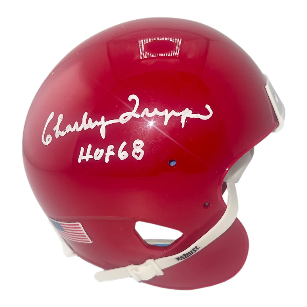 Charley Trippi Signed HOF 68 Inscription Chicago Cardinals Mini Schutt Football Helmet (JSA)
