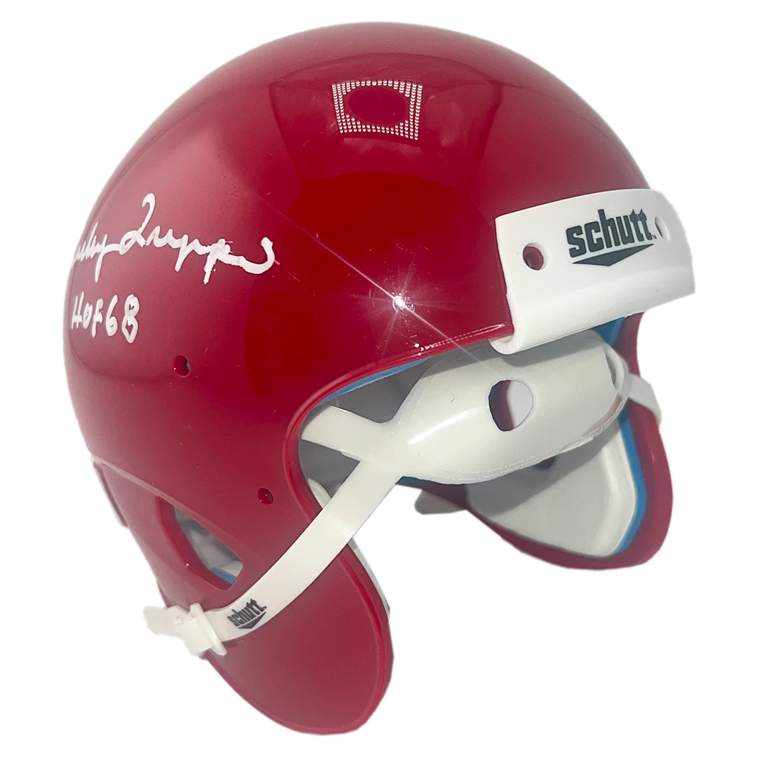 Charley Trippi Signed HOF 68 Inscription Chicago Cardinals Mini Schutt Football Helmet (JSA) - Image 3