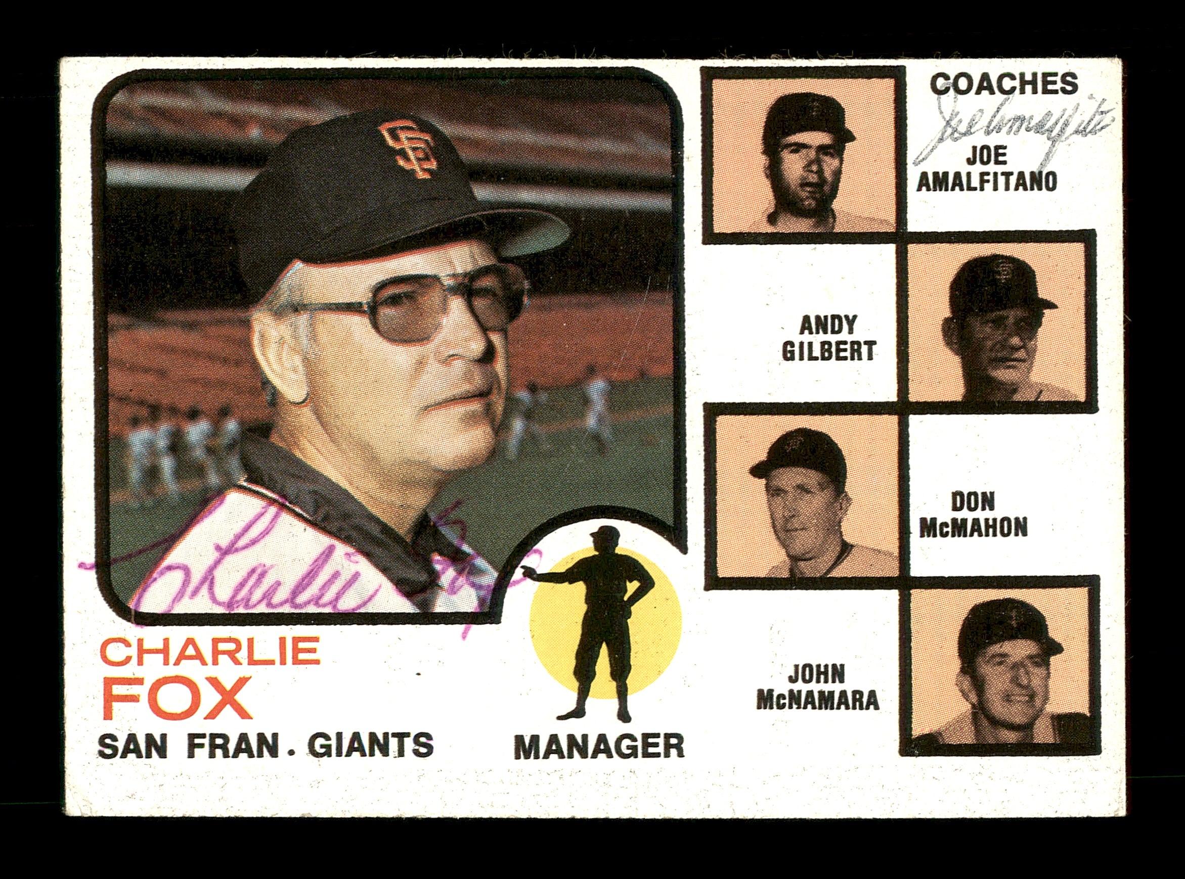 Charlie Fox & Joe Amalfitano Autographed 1973 Topps Card #252 San Francisco Giants SKU #167602