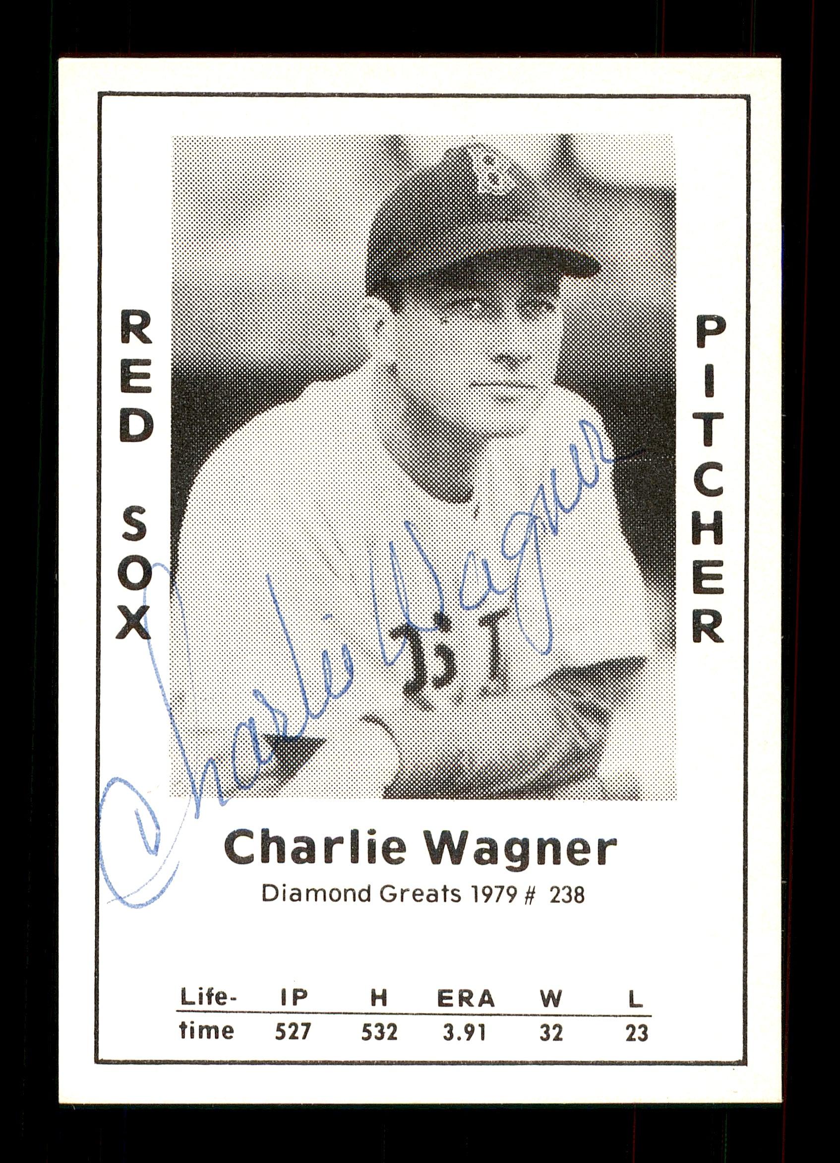 Charlie Wagner Autographed 1979 Diamond Greats Card #238 Boston Red Sox SKU #172123