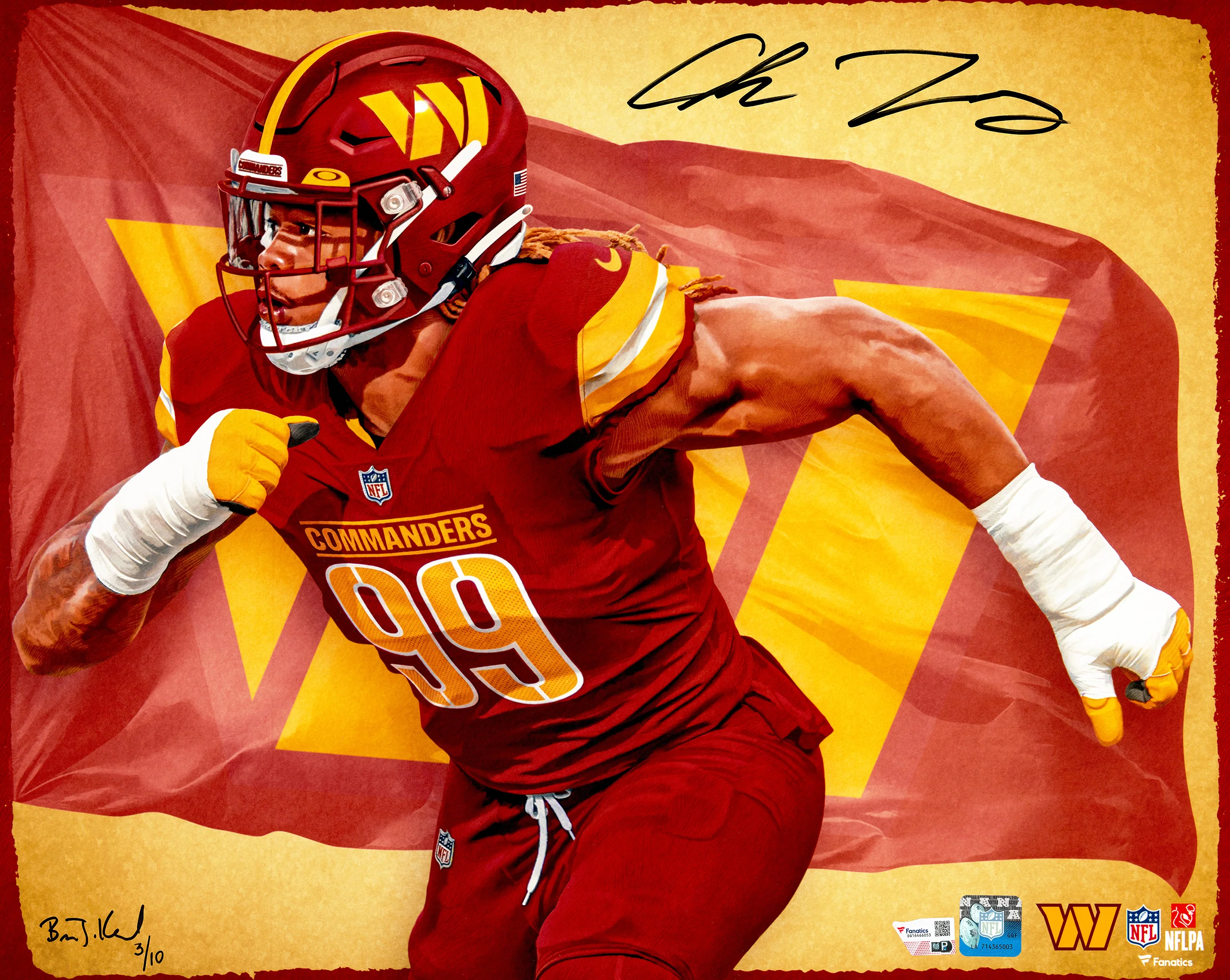 Chase Young Autographed 16x20 Photo Washington Commanders #/10 Fanatics Holo