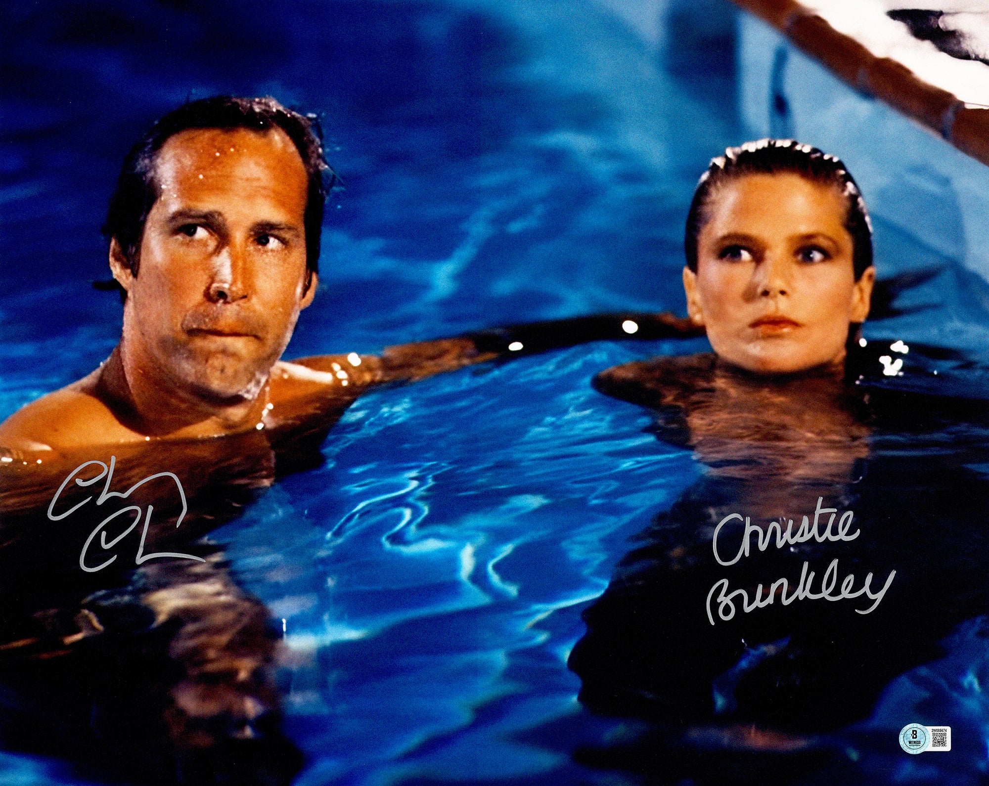 Chevy Chase & Christie Brinkley Autographed 16x20 Photo Vacation Clark Griswold Beckett BAS Witness