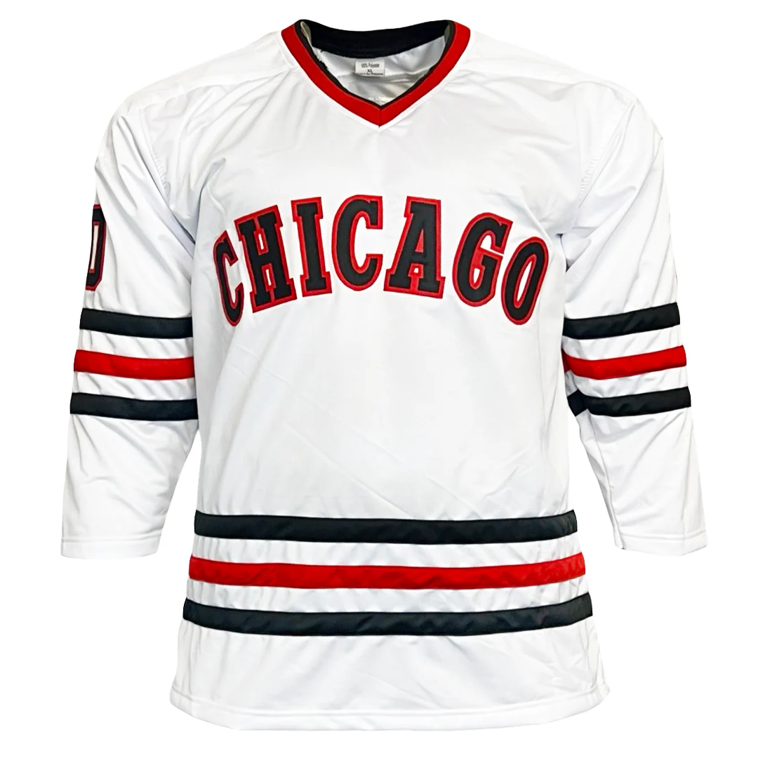 Chevy Chase Signed Griswold Chicago White Hockey Jersey (Beckett) - Image 3