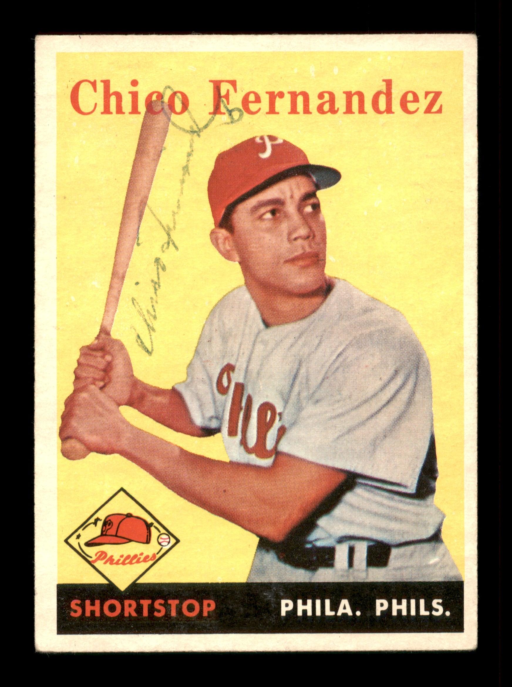 Chico Fernandez Autographed 1958 Topps Card #348 Philadelphia Phillies SKU #198558