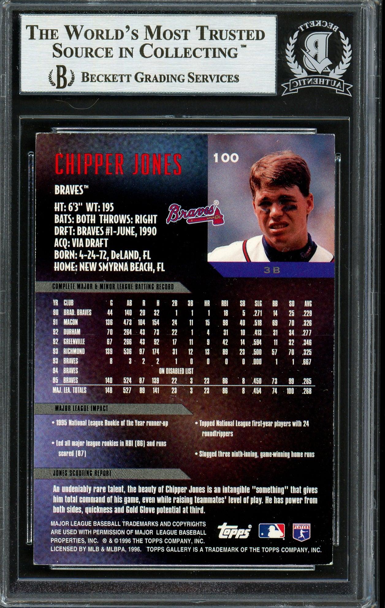 Chipper Jones Autographed 1996 Topps Gallery Card #100 Atlanta Braves Beckett BAS #12750404 - Image 2