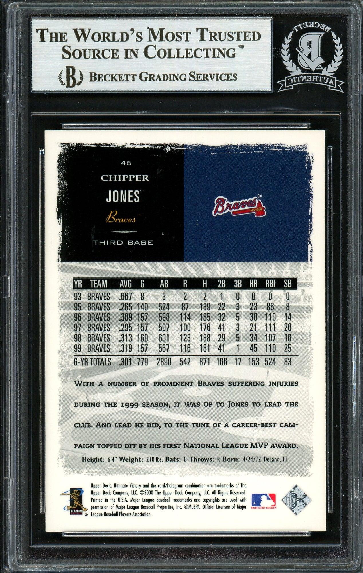 Chipper Jones Autographed 2000 Upper Deck Ultimate Victory Card #46 Atlanta Braves Beckett BAS #12750476 - Image 2