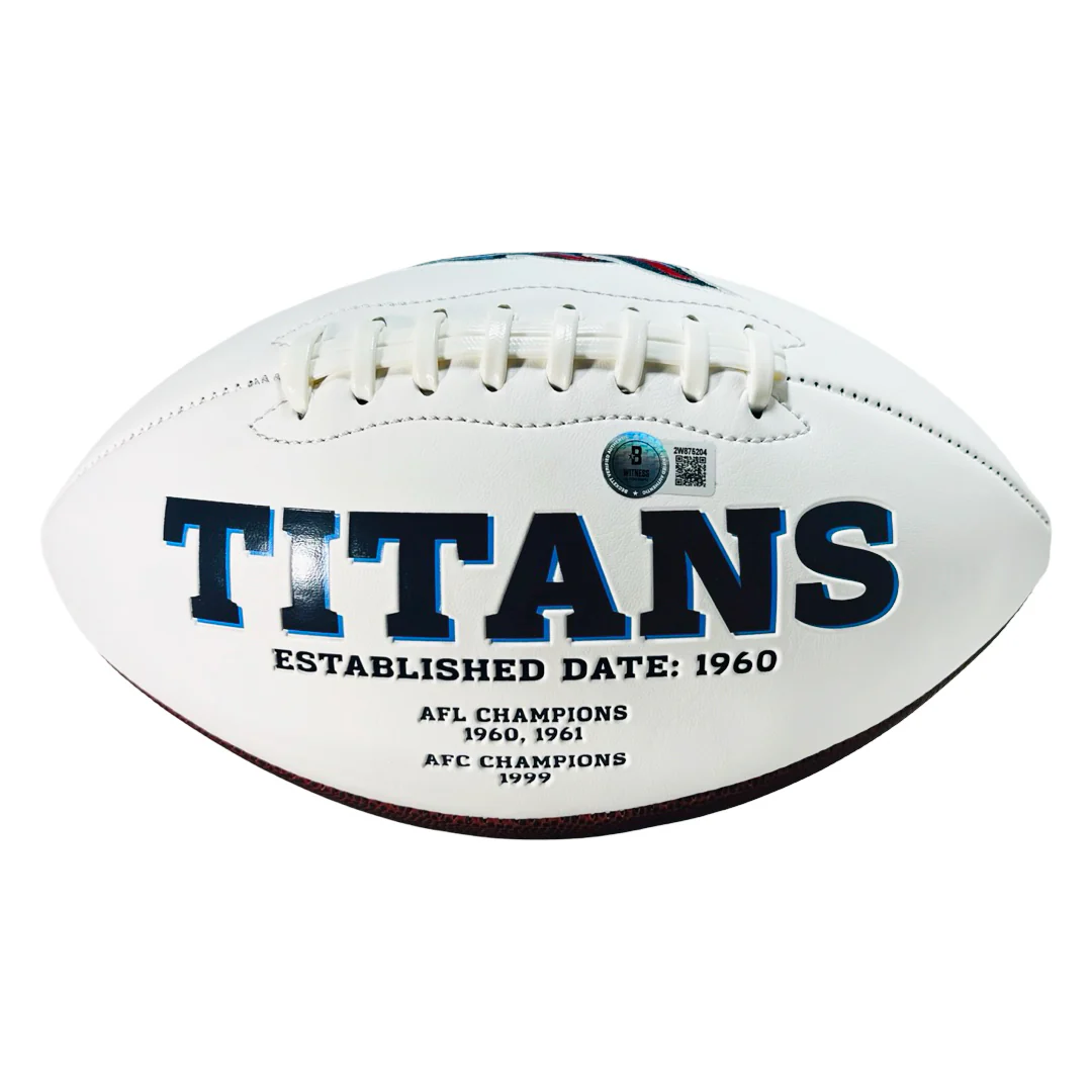 Chris Johnson Signed Tennessee Titans Official NFL Team Logo Football (Beckett) - Image 3