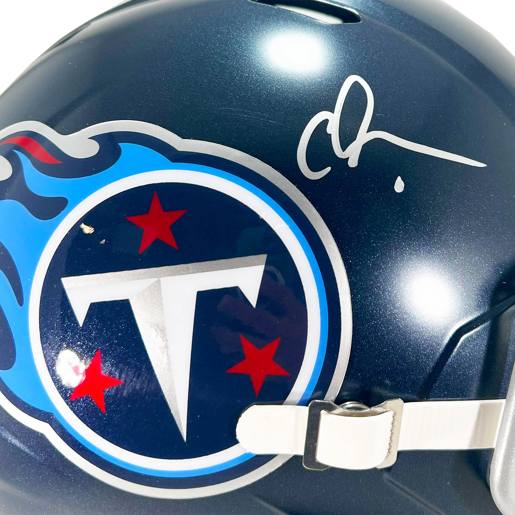 Chris Johnson Signed Tennessee Titans Navy Speed Full-Size Replica Football Helmet (Beckett) - Image 2