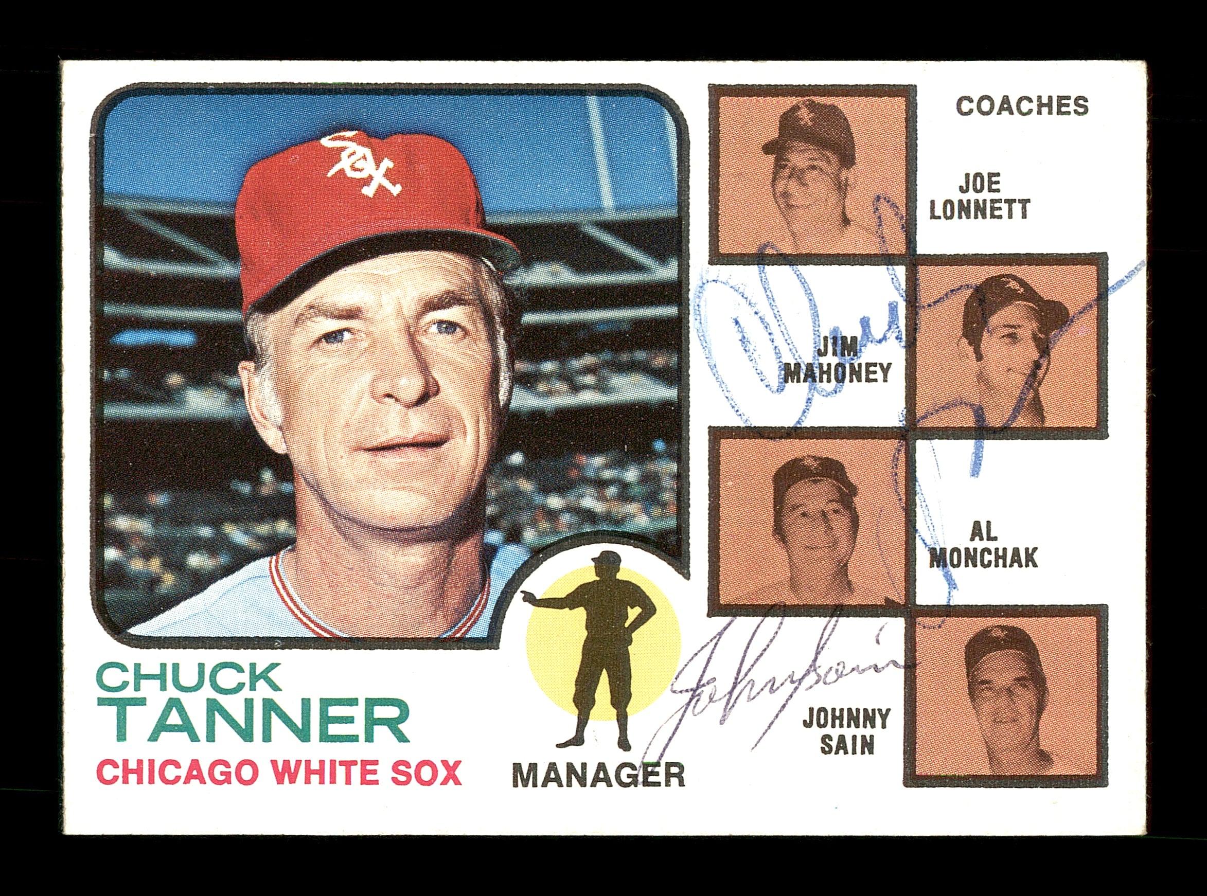 Chuck Tanner & Johnny Sain Autographed 1973 Topps Card #356 Chicago White Sox SKU #167570