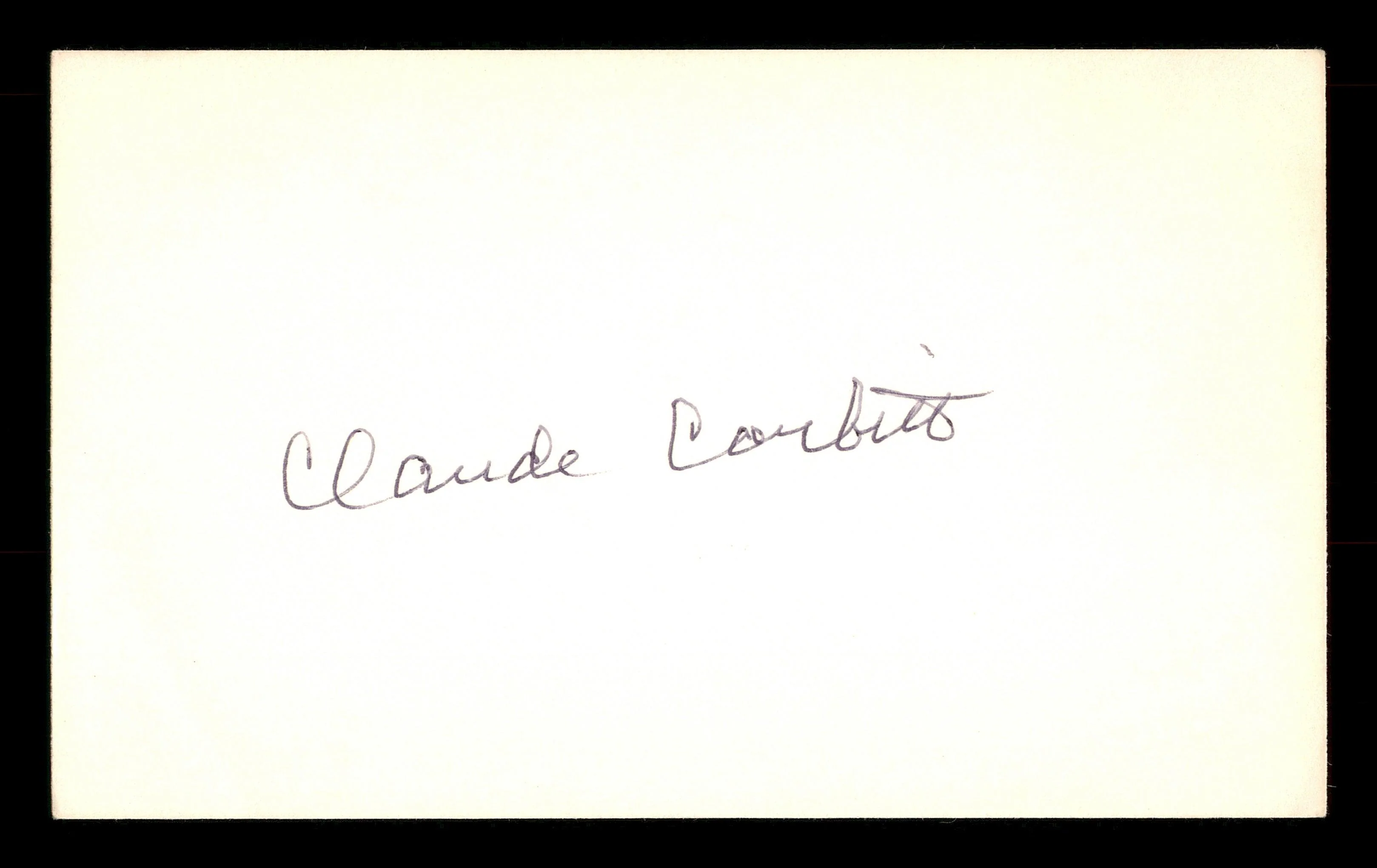 Claude Corbitt Autographed 3x5 Index Card Brooklyn Dodgers SKU #174111