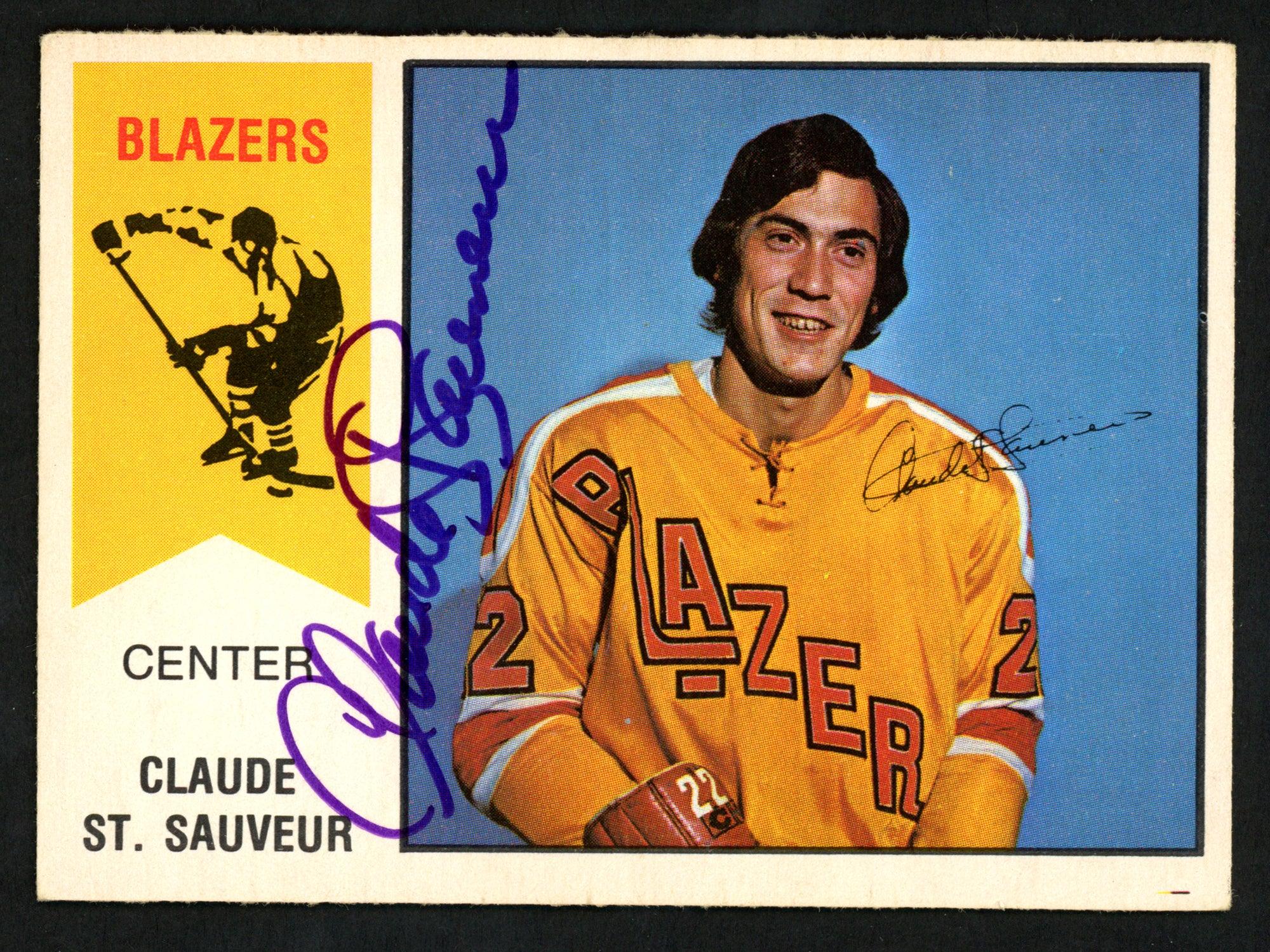 Claude St. Sauveur Autographed 1974-75 WHA O-Pee-Chee Card #62 Vancouver Blazers SKU #151920
