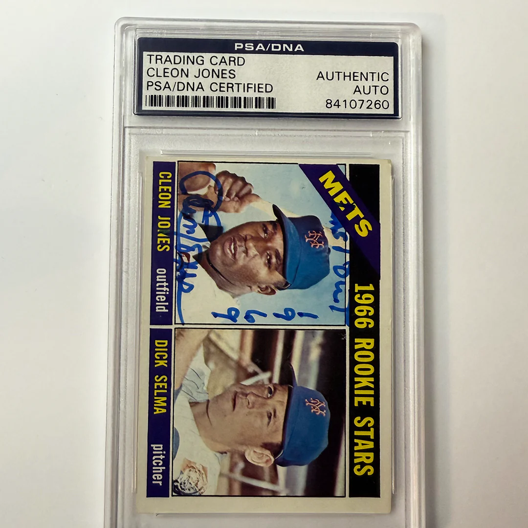 Cleon Jones Signed 1966 Topps Rookie #67 Last Out 1969 PSA Auto Authentic