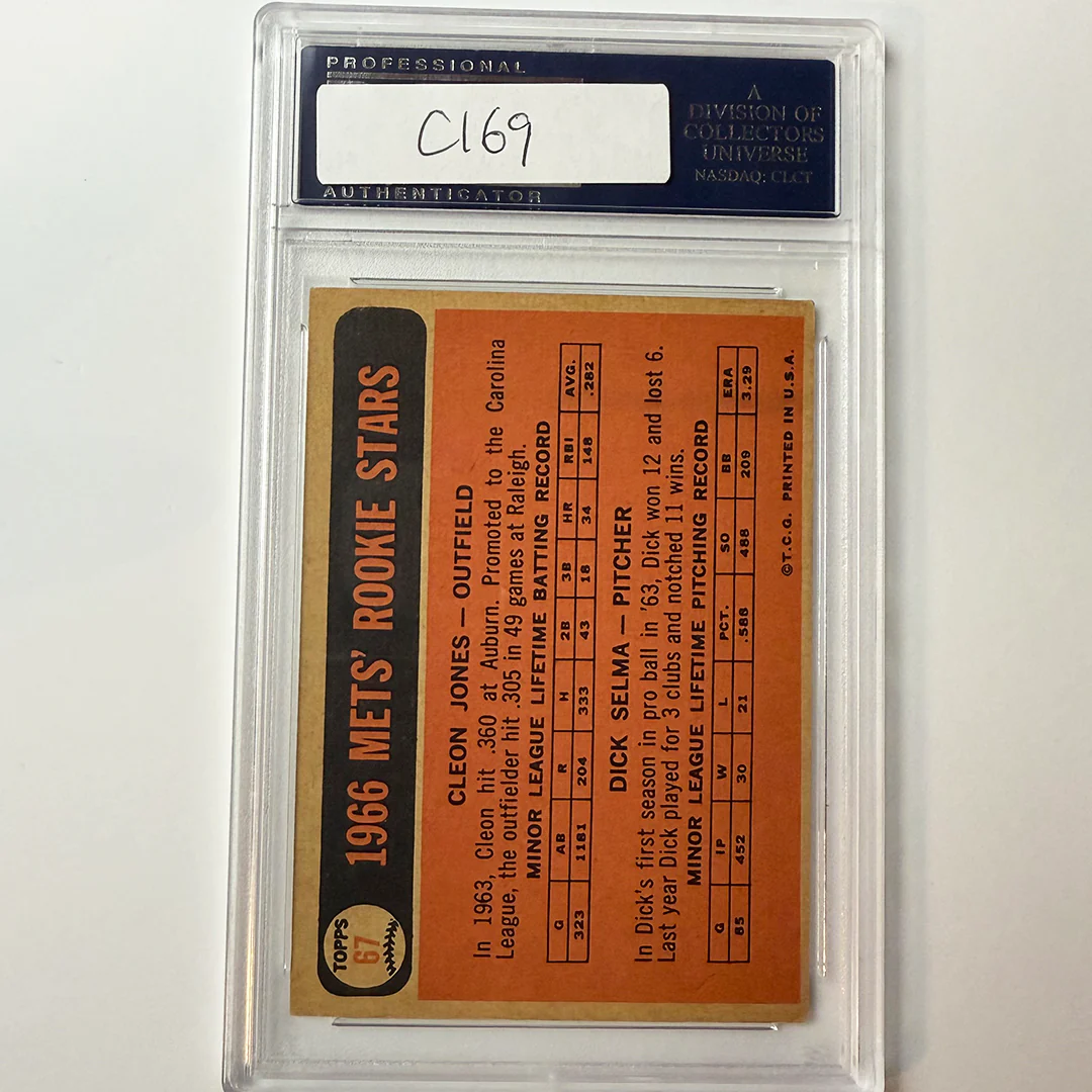 Cleon Jones Signed 1966 Topps Rookie #67 Last Out 1969 PSA Auto Authentic - Image 2