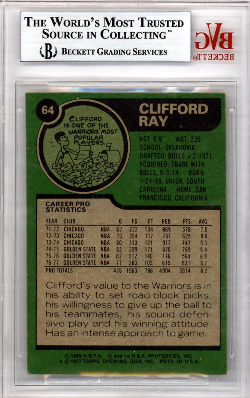Clifford Ray Autographed 1977 Topps Card #64 Golden State Warriors Beckett BAS #10008941 - Image 2