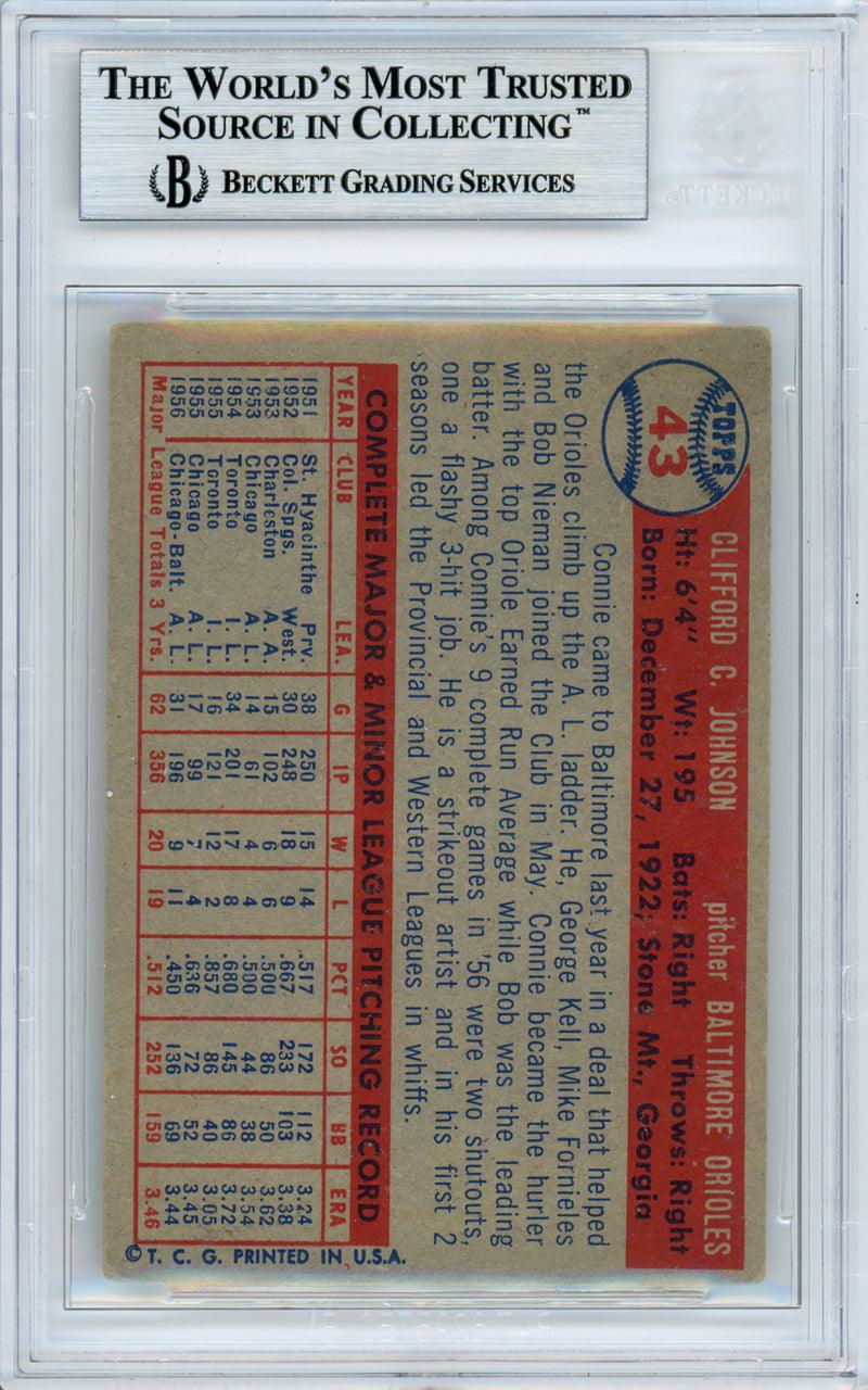 Connie Johnson Autographed 1957 Topps Card #43 Baltimore Orioles Beckett BAS #10982218 - Image 2