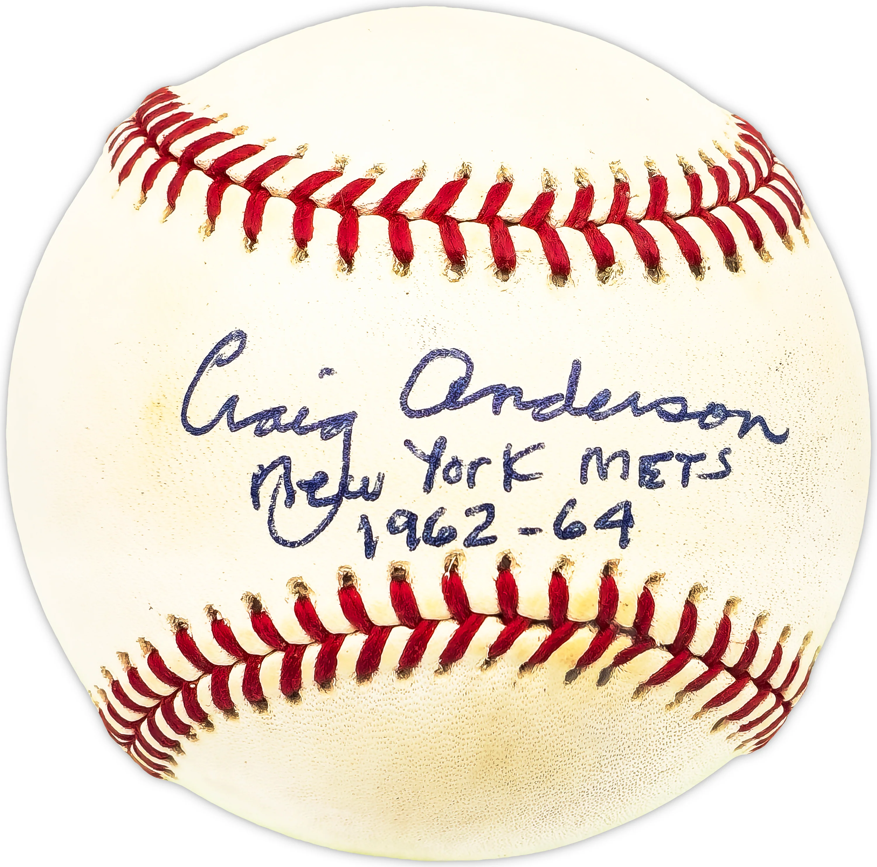 Craig Anderson Autographed Official NL Baseball New York Mets "1962-64"