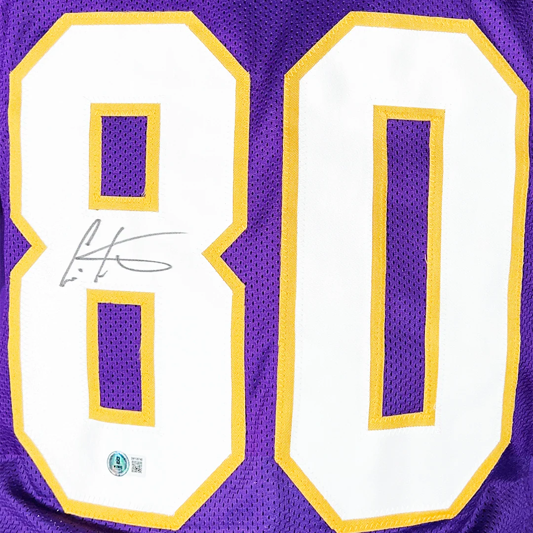 Cris Carter Signed Minnesota Purple Football Jersey (Beckett) - Image 2