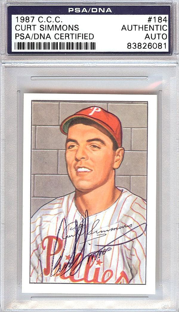 Curt Simmons Autographed 1952 Bowman Reprints Card #184 Philadelphia Phillies PSA/DNA #83826081