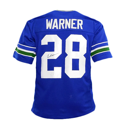 Curt Warner Signed Seattle Football Blue Jersey (JSA)