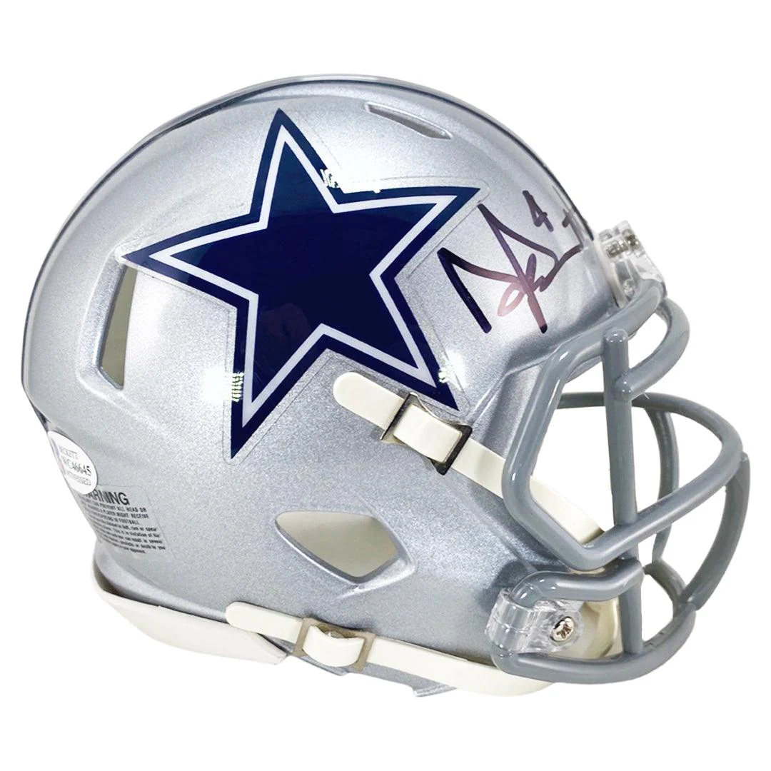Dak Prescott Signed Dallas Cowboys Speed Mini Football Helmet (Beckett) - Image 3