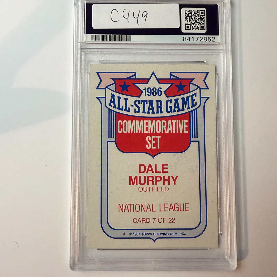 Dale Murphy Signed 1987 Topps Commemorative #7 w/2 Insc PSA Auto Authentic - Image 2