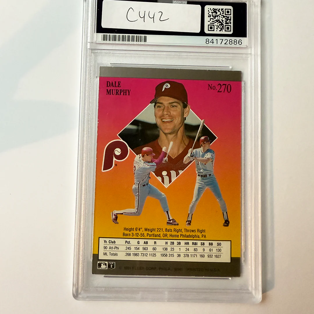Dale Murphy Signed 1991 Ultra #270 w/2 inscriptions PSA Auto Authentic - Image 2