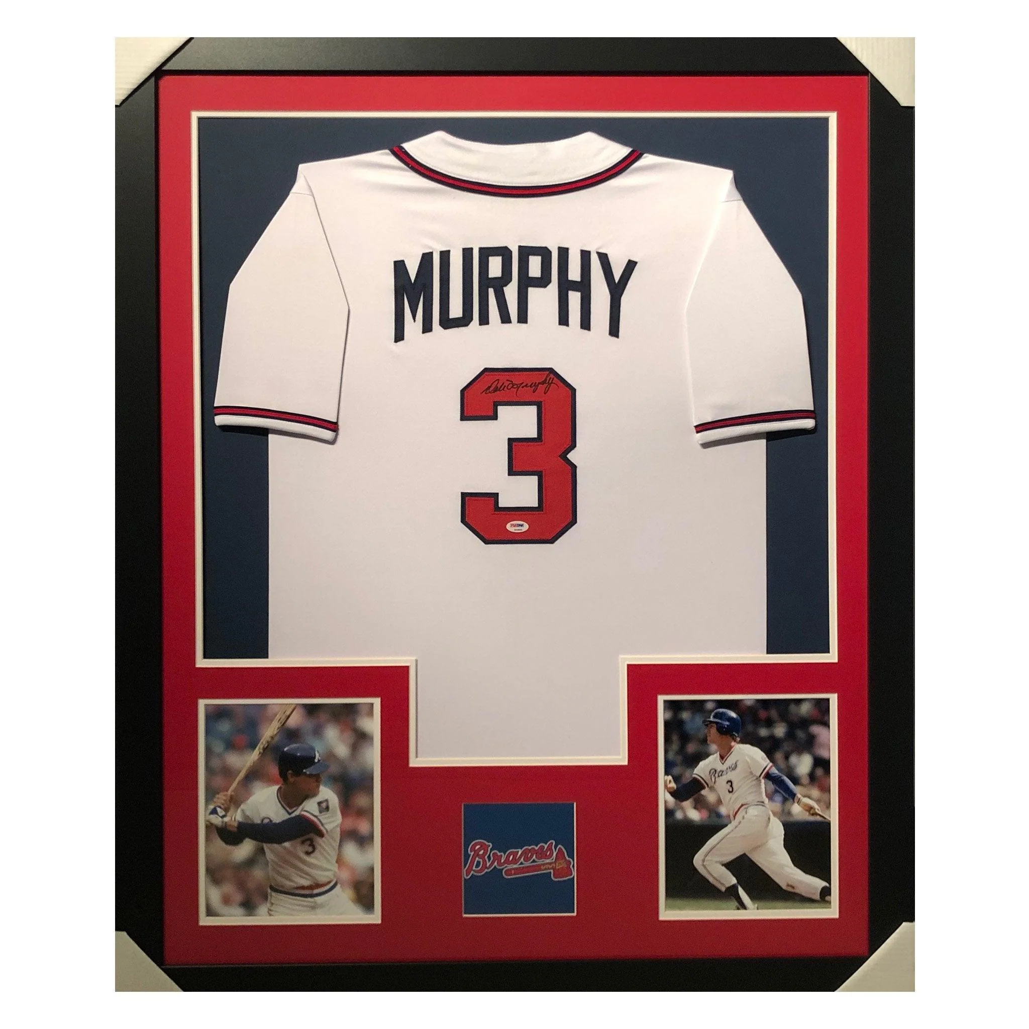 Dale Murphy Signed Atlanta Framed Vertical Layout Modern Pro Edition White Jersey (PSA)