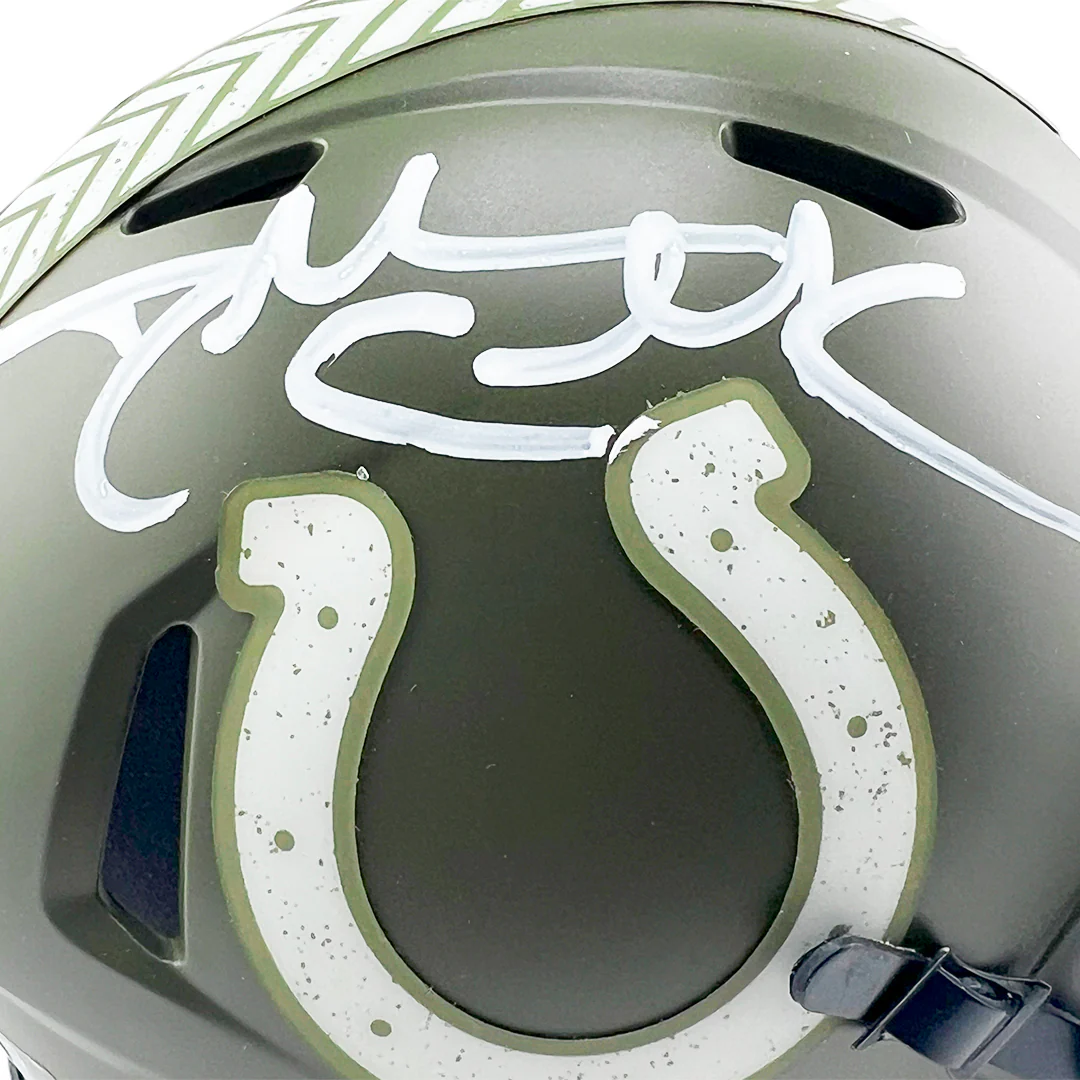 Dallas Clark Signed Indianapolis Colts Salute to Service Mini Football Helmet (Beckett) - Image 2