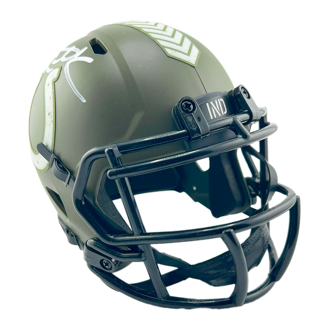 Dallas Clark Signed Indianapolis Colts Salute to Service Mini Football Helmet (Beckett) - Image 3