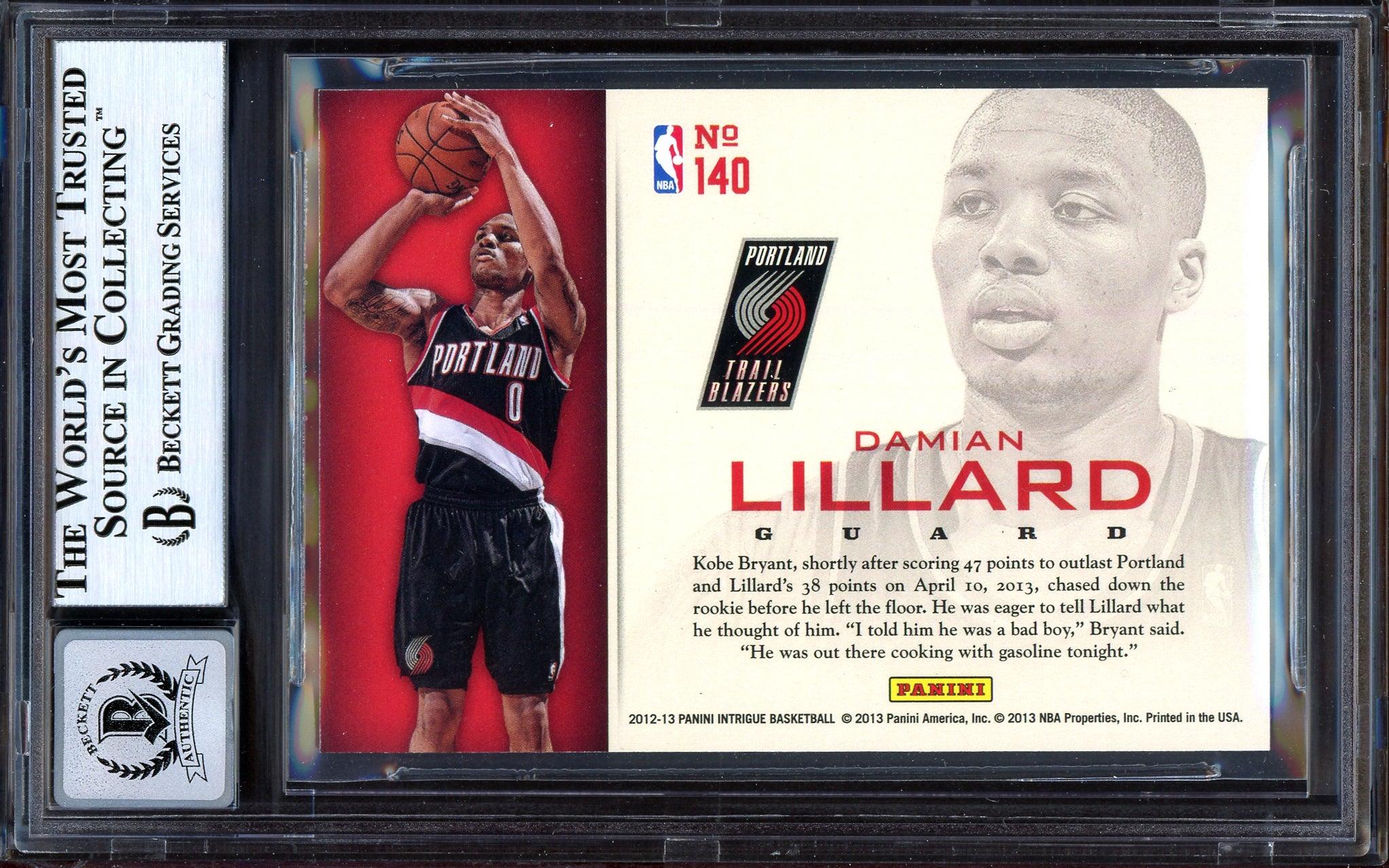 Damian Lillard Autographed 2012-13 Panini Intrigue Rookie Card #140 Portland Trail Blazers Auto Grade Gem Mint 10 Beckett BAS #13605412 - Image 2