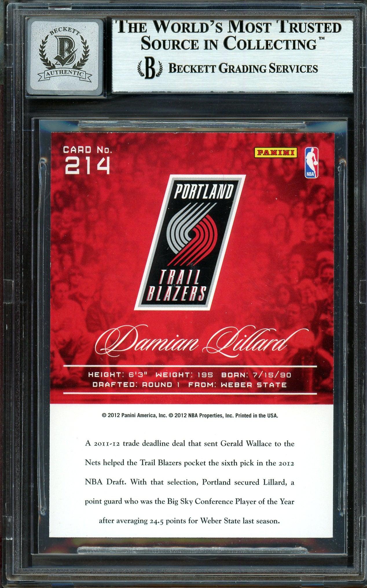 Damian Lillard Autographed 2012-13 Panini Prestige Rookie Card #214 Portland Trail Blazers Auto Grade Gem Mint 10 Beckett BAS #13605388 - Image 2