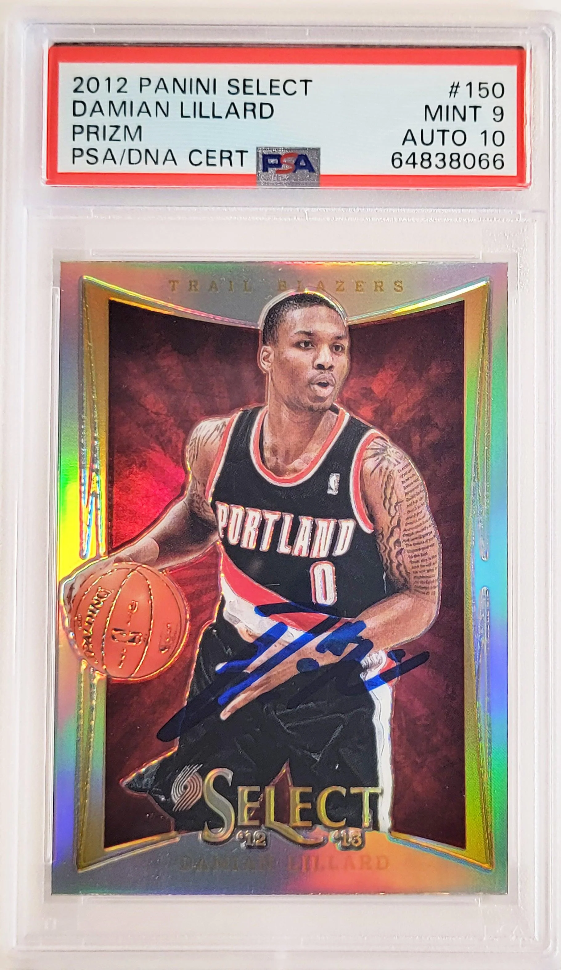 Damian Lillard Autographed 2012 Panini Select Silver Prizm Rookie Card #150 Portland Trail Blazers PSA 9 Auto Grade Gem Mint 10 On Card Highest Graded PSA/DNA #64838066 - Image 2