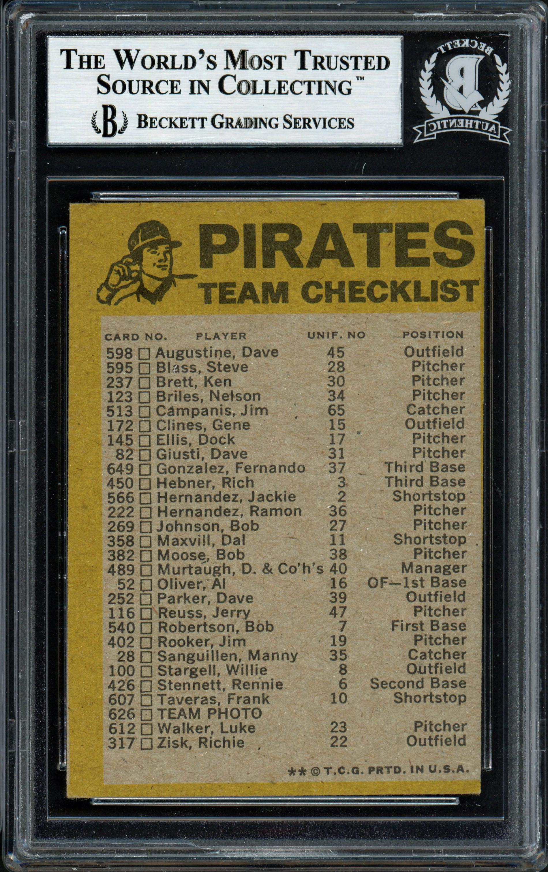 Danny Murtaugh Autographed 1974 Topps Checklist Card #12 Pittsburgh Pirates Beckett BAS #12057413 - Image 2