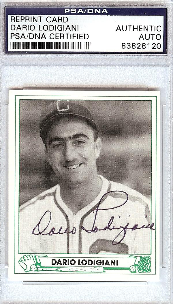 Dario Lodigiani Autographed 1946 Play Ball Reprint Card #14 Chicago White Sox PSA/DNA #83828120