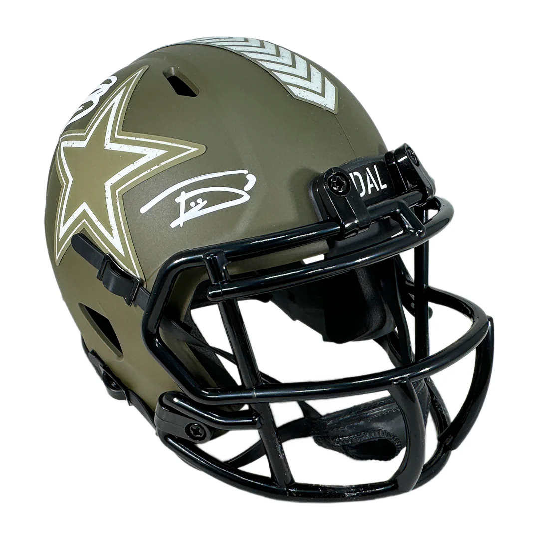 Daron Bland and Trevon Diggs Dual Signed Dallas Cowboys Salute to Service Mini Football Helmet (Beckett) - Image 3