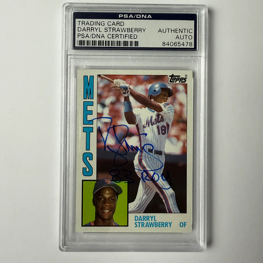 Darryl Strawberry Signed 1984 Topps Rookie #182 w/83 ROY PSA Auto Authentic
