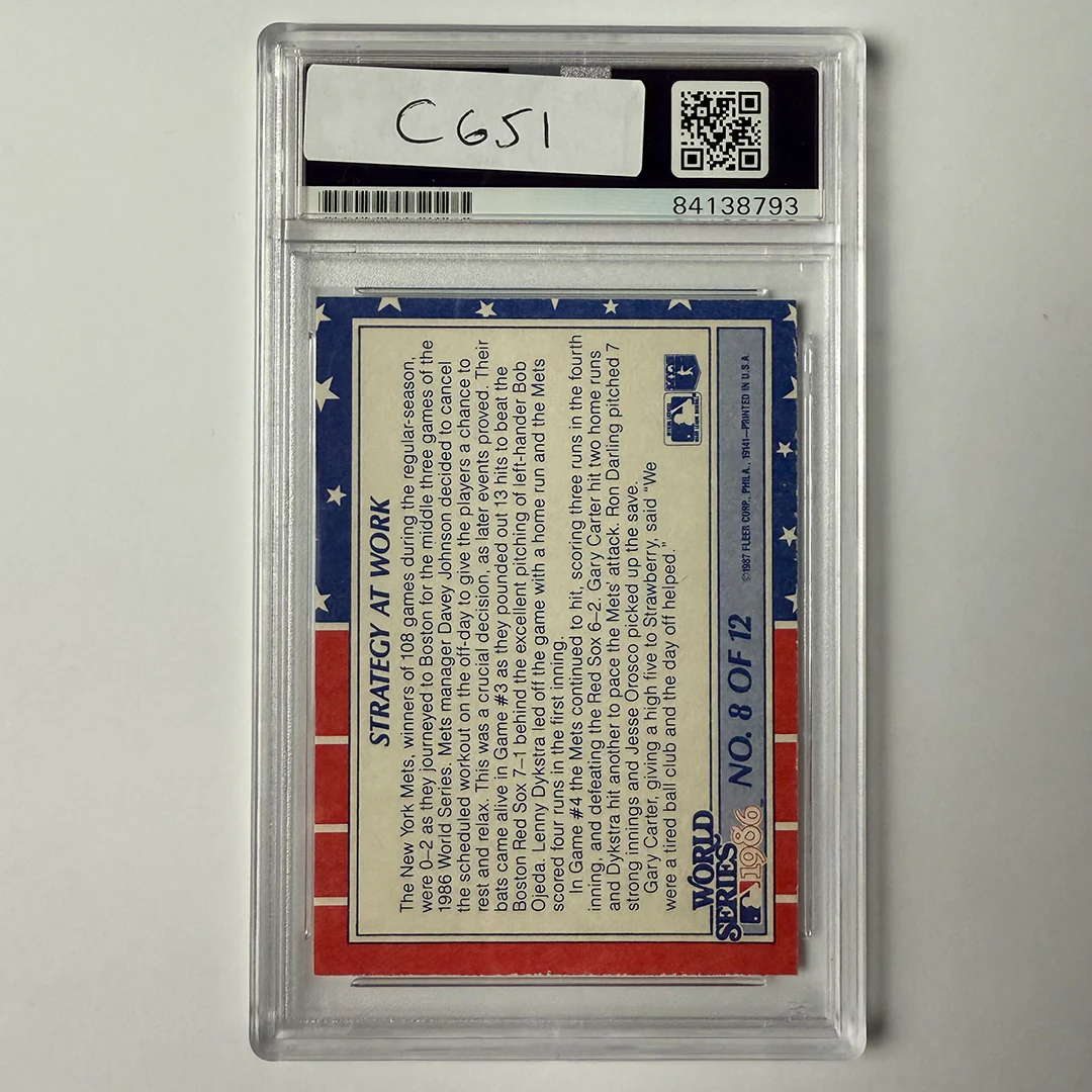Darryl Strawberry Signed 1987 Fleer World Series #8 PSA Auto Authentic - Image 2