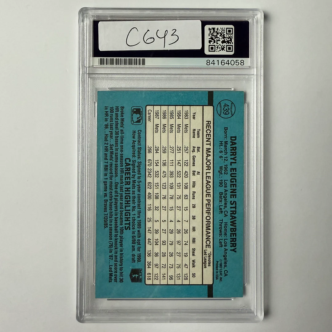Darryl Strawberry Signed 1988 Donruss #439 PSA Auto Authentic - Image 2