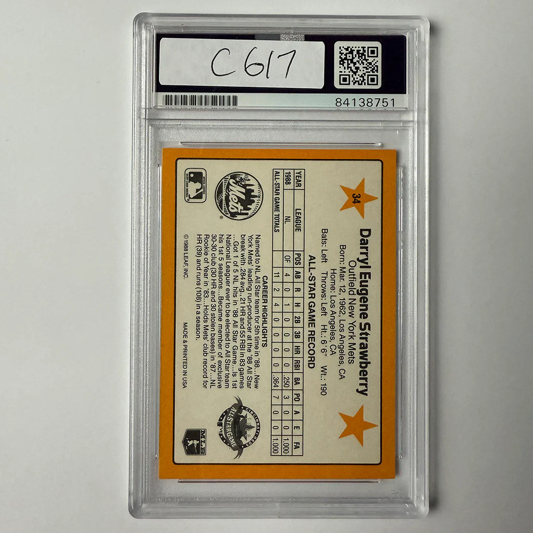 Darryl Strawberry Signed 1989 Donruss All Star #34 PSA Auto Authentic - Image 2